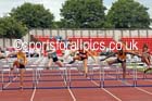 Junior girls 75 metres hurdles, 2015 English Schools Track and Field Champs., Gateshead Stadium. Photo: David T. Hewitson/Sports for All Pics